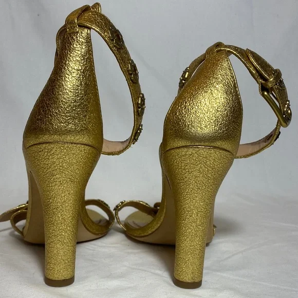 Coach Gold Elizabeth Heels with Tea Rose Eyelets and Ankle Strap Women 6 - Picture 4 of 11